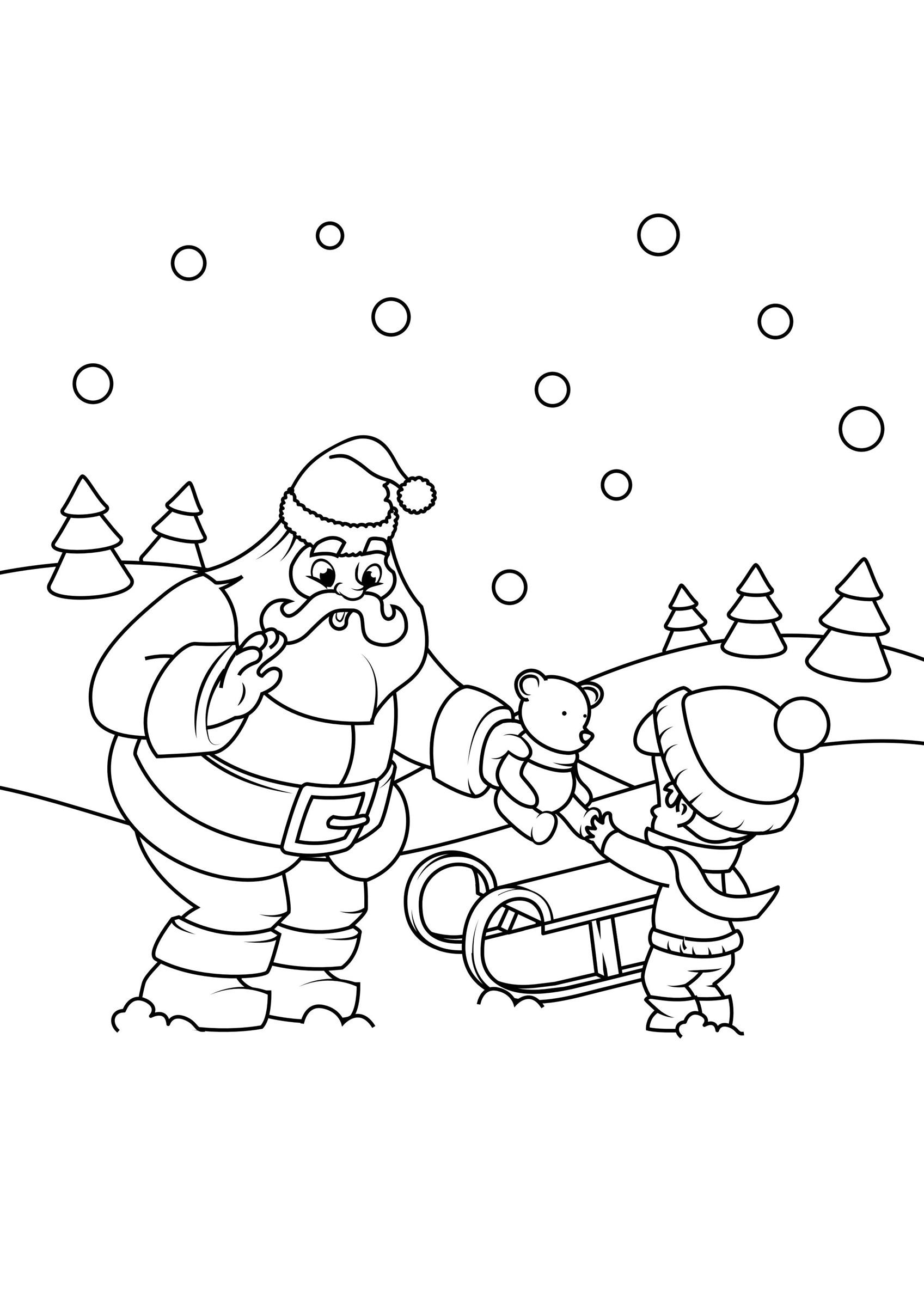 Disegno da colorare babbo natale dA  il pacco